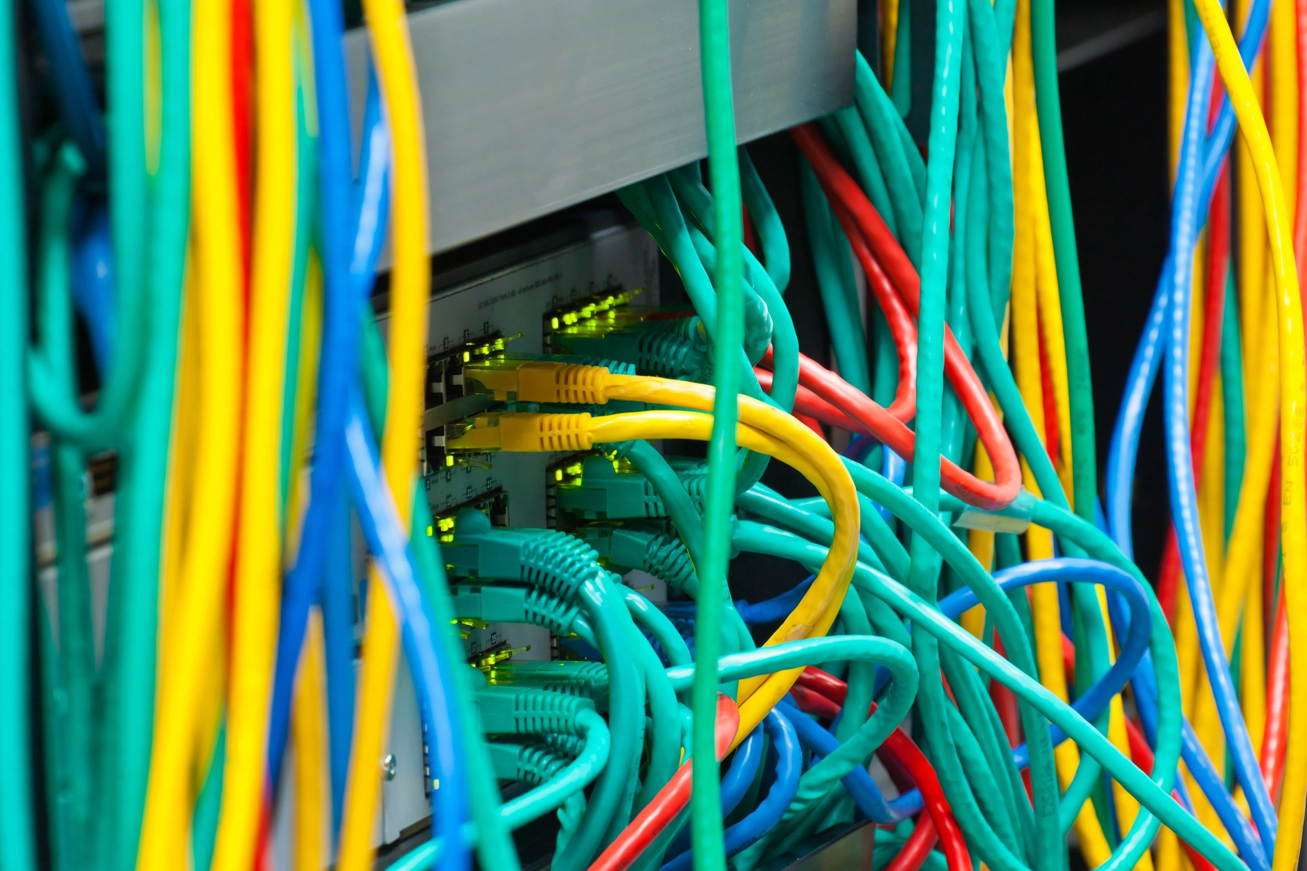 Network cabling and router connections in data center