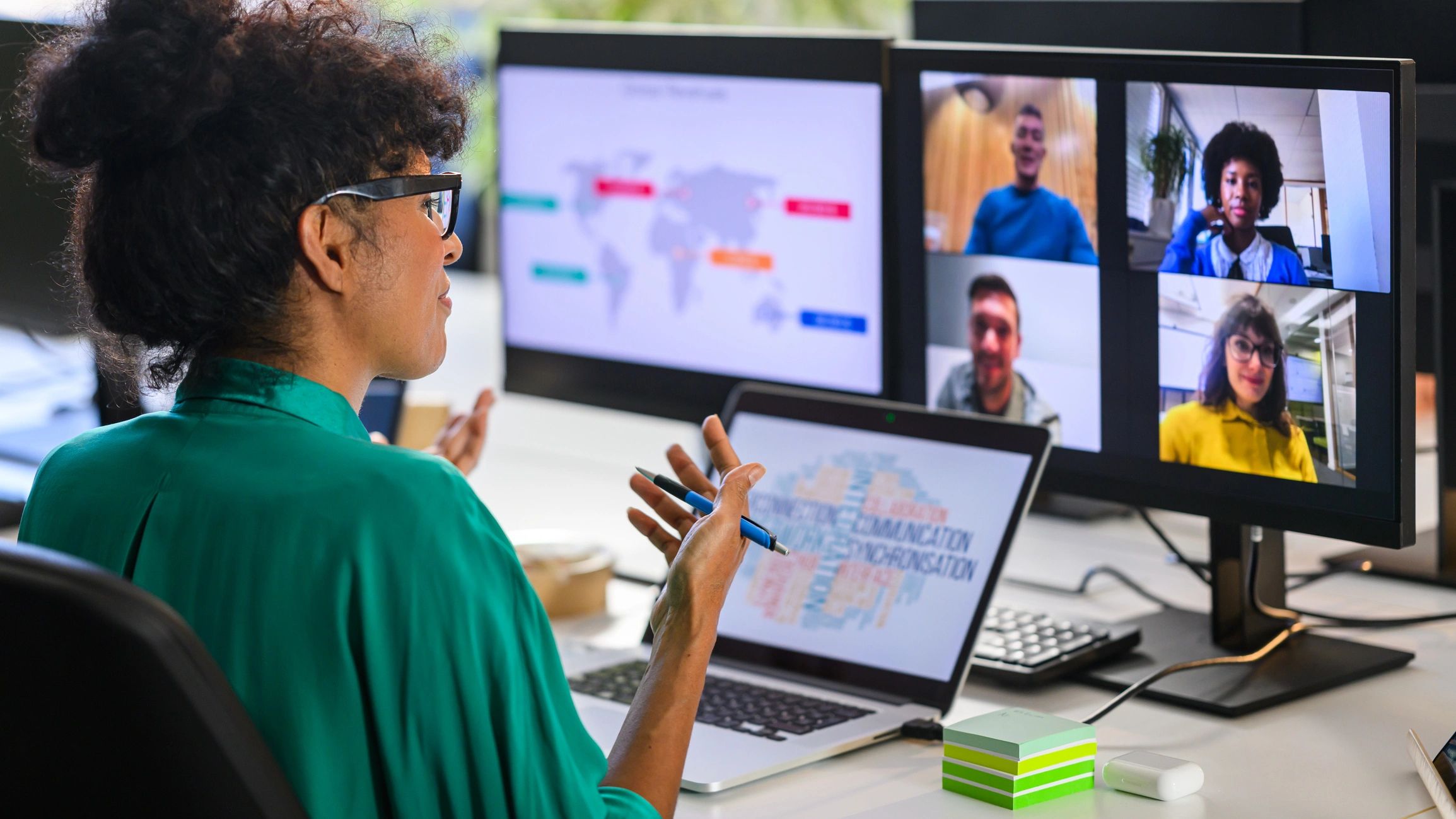 Managed services professional coordinating with remote team