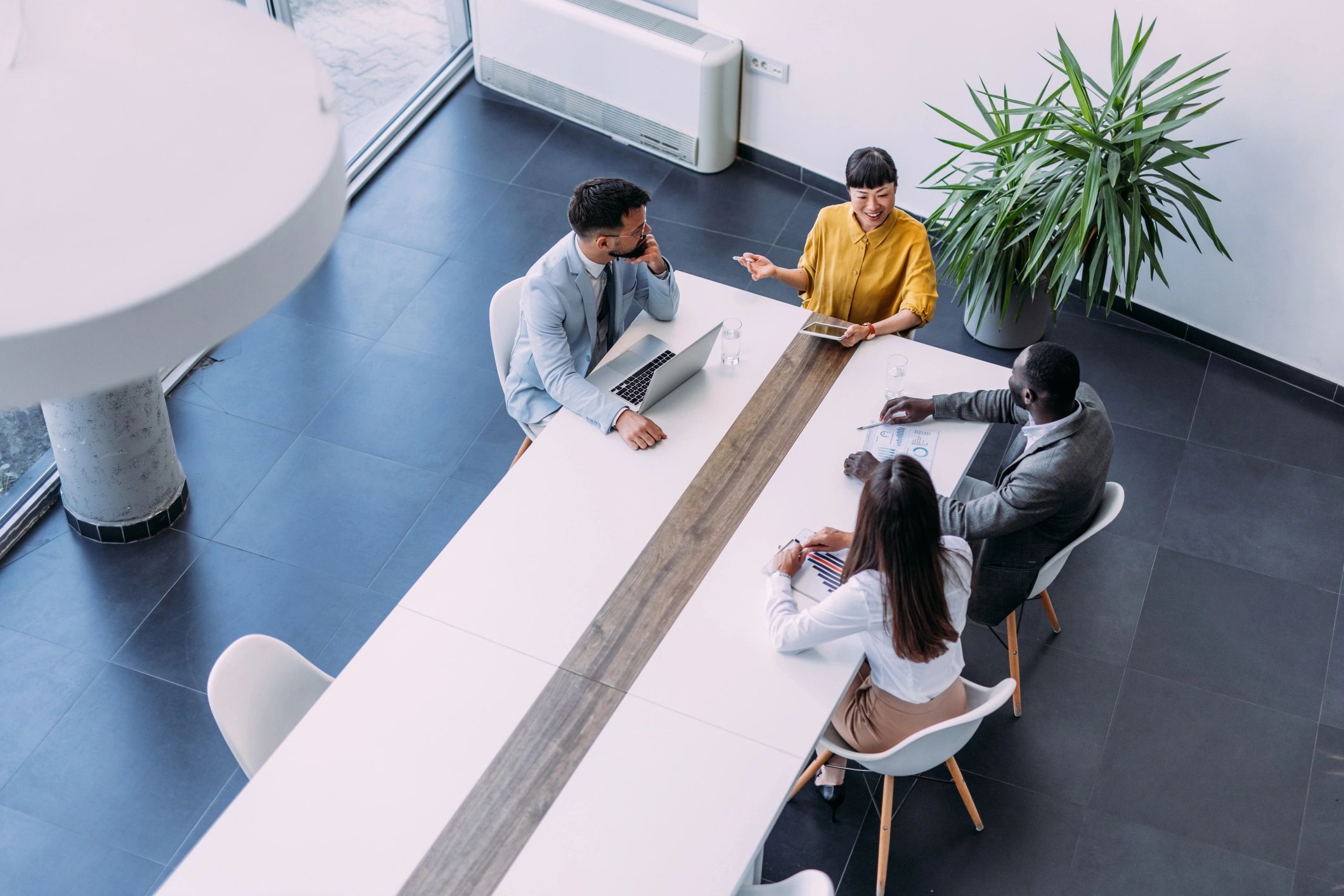 Business team discussing IT strategy in an office